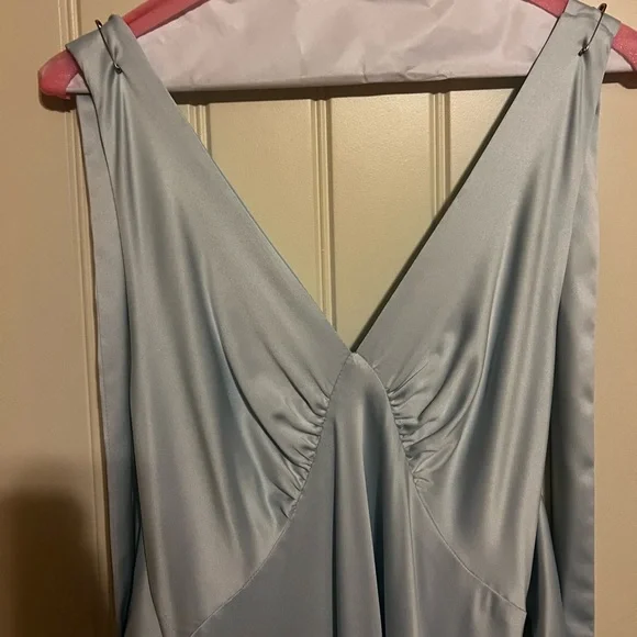 Blue Satin Maxi Dress - Picture 2 of 7